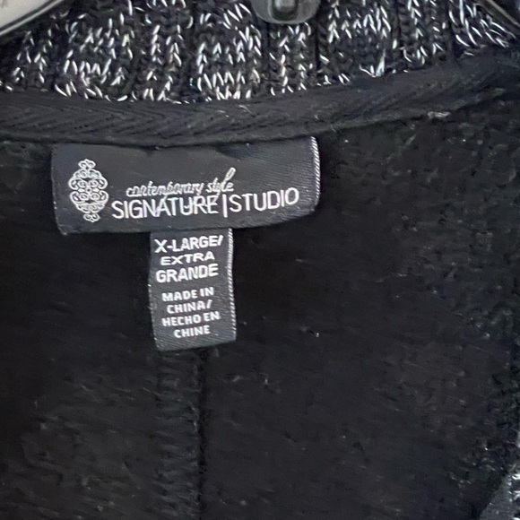 Signature Studio Size XL Black Front Button Pea Coat Tie Belt & Pockets - Picture 5 of 6